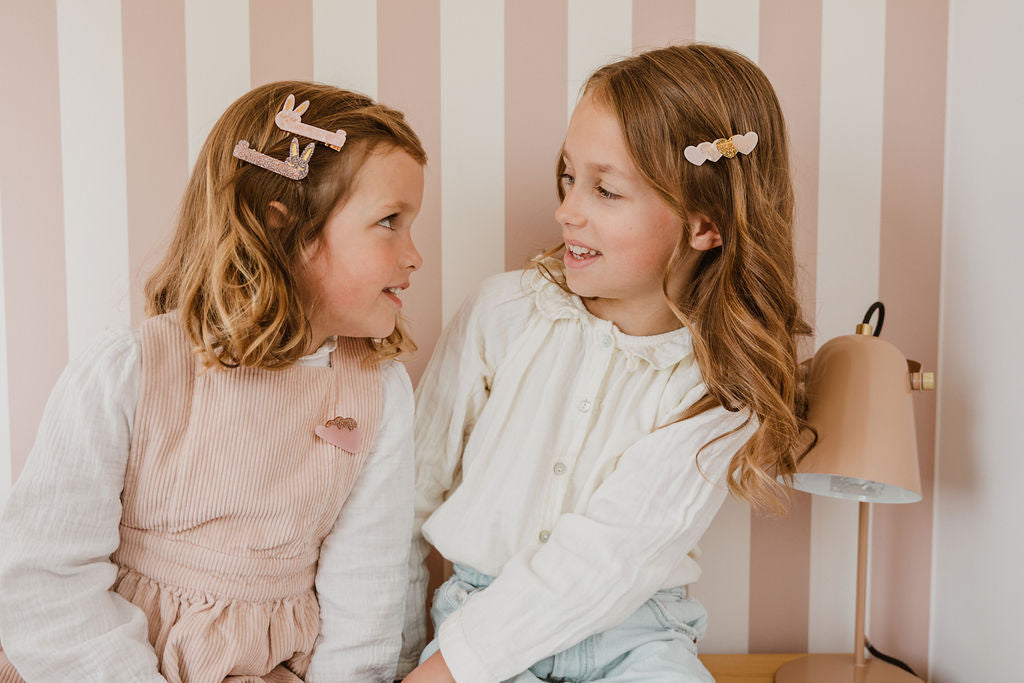 Haarclips Hase 3er-Pack, Pearly-Rose-Glitter