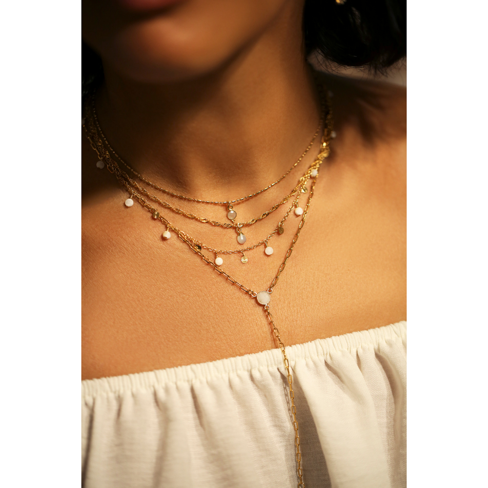 Halskette Gipsy - peach Mondstein