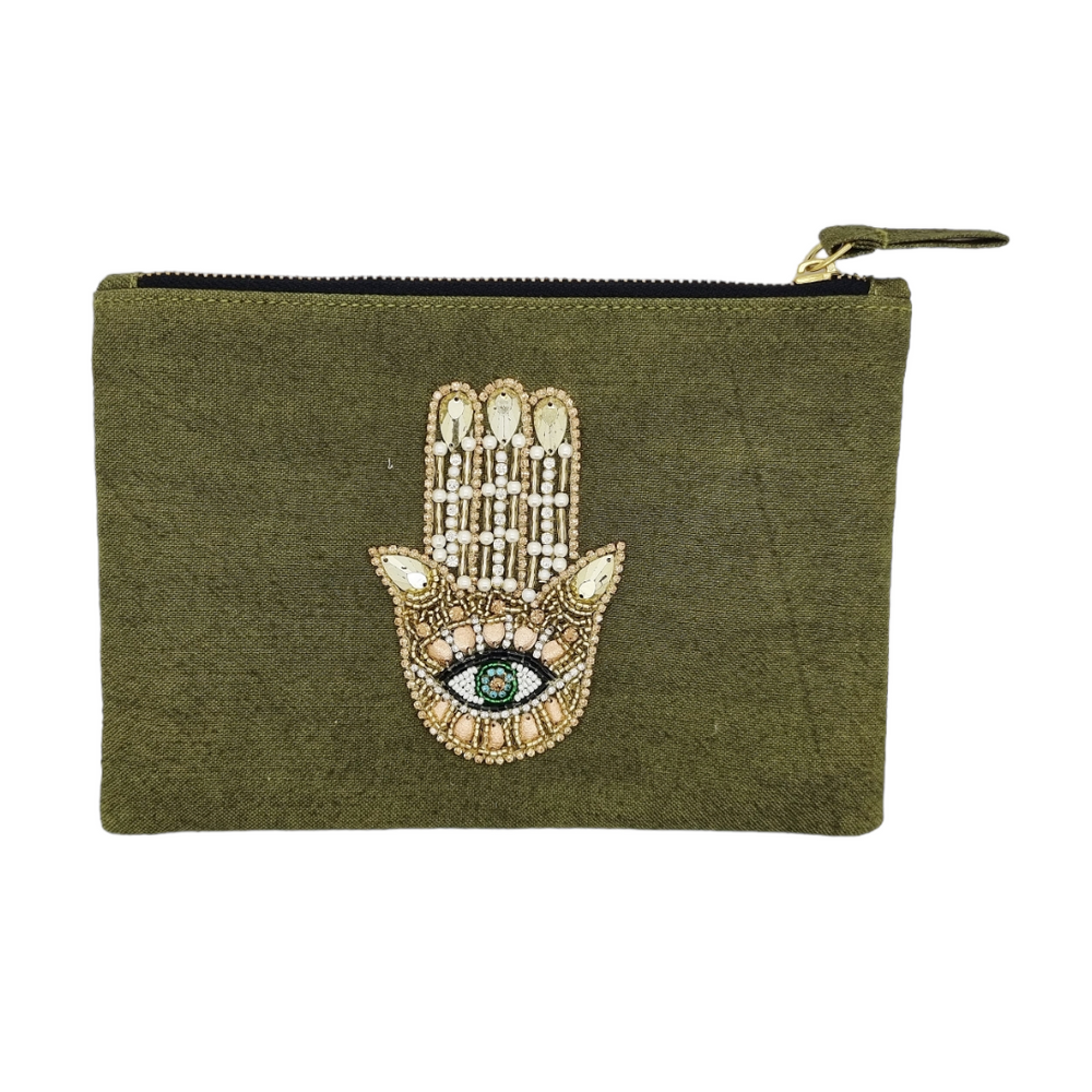 Pouch Hand of Fatima Khaki
