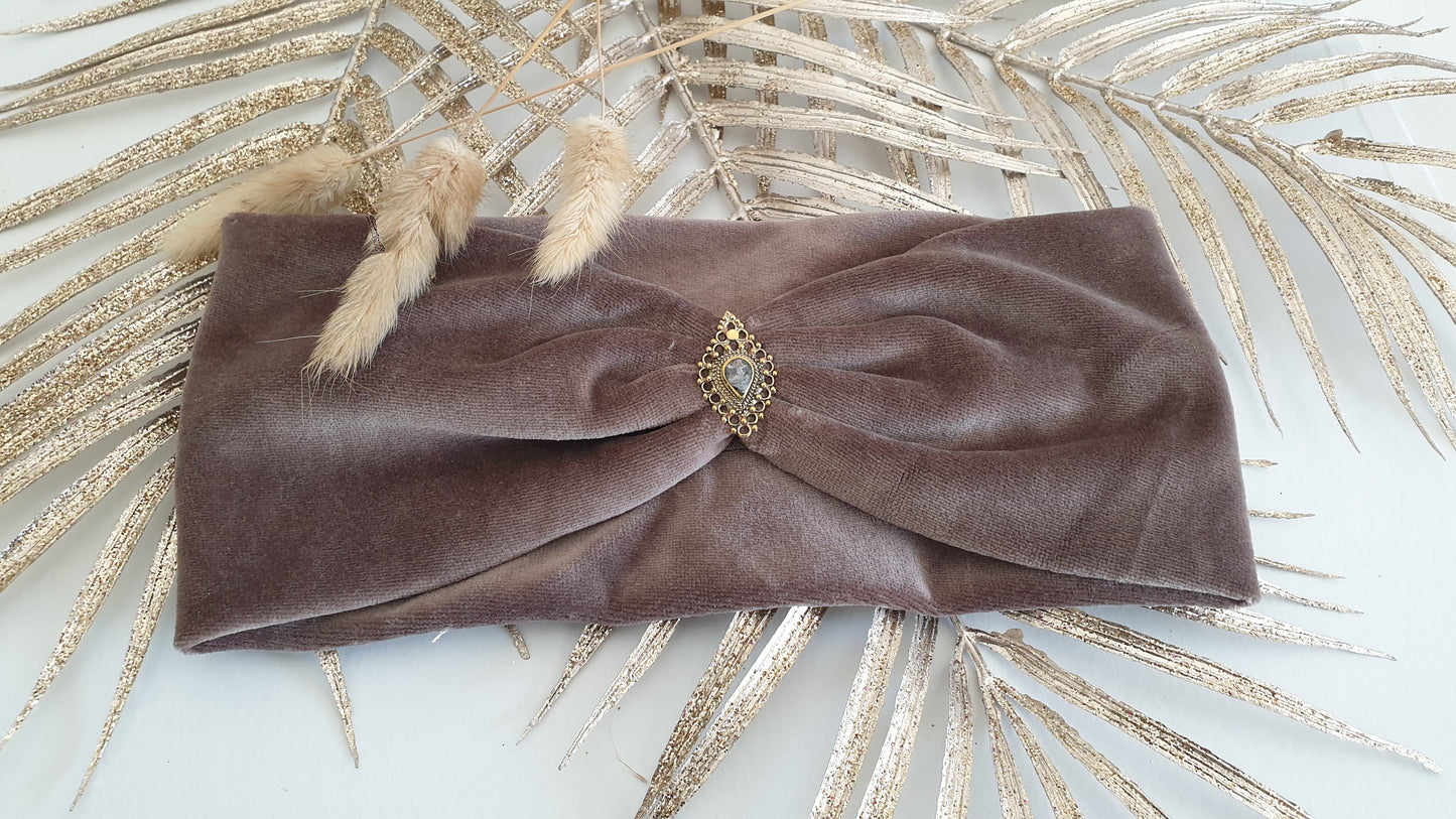 Boho Haarband - Love yourself, Samt - Marrone pallido