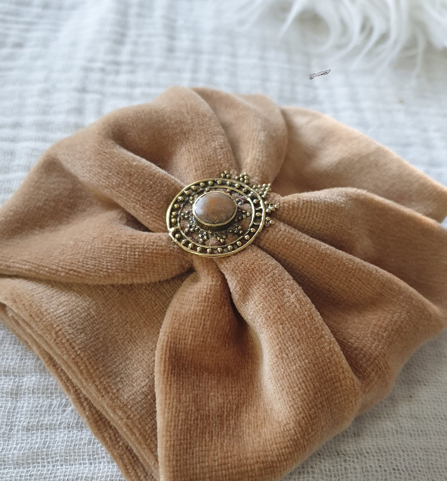 Boho Haarband - Love yourself, Samt - Senf