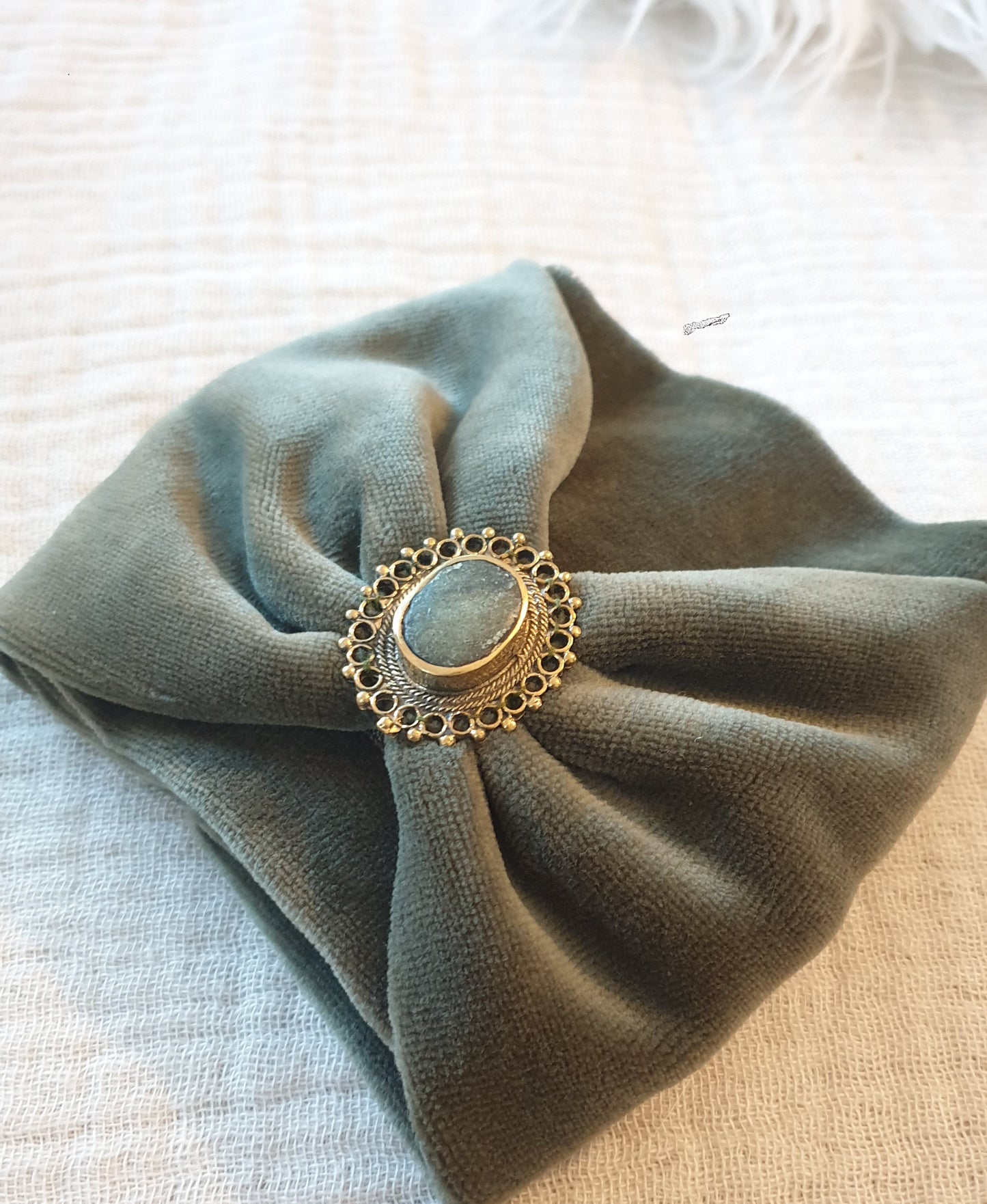 Boho Haarband - Love yourself, Samt - Khaki