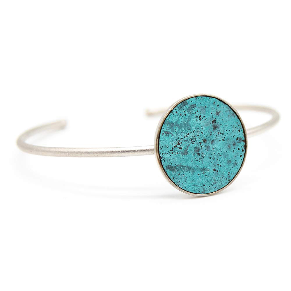 Armreif - Patina Recycled Silber matt, Türkis Korkinlay