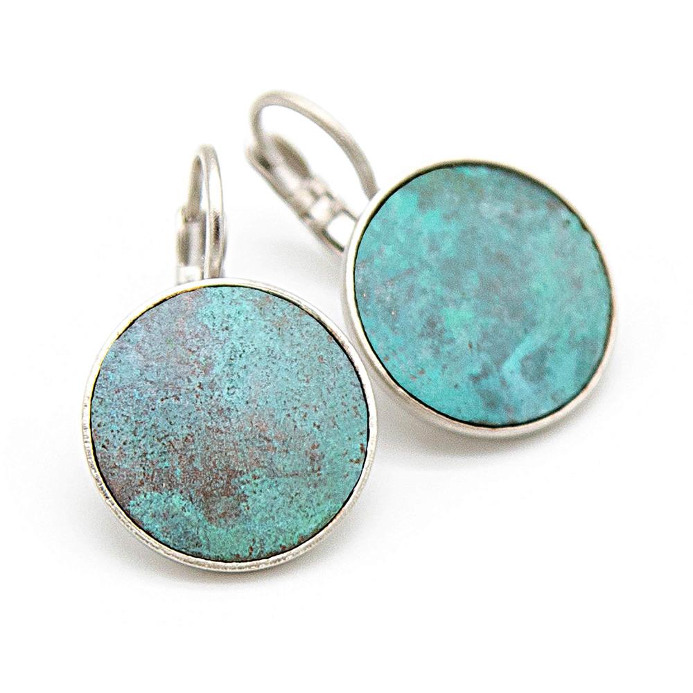 Ohrring - Patina Recycled Silber matt, Türkis Korkinlay