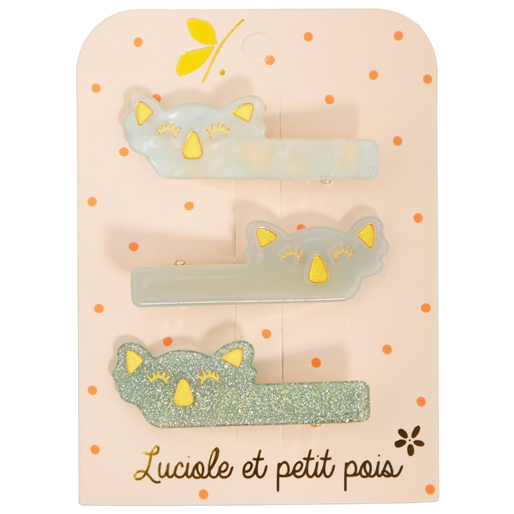 Haarclips Koala 3er-Pack, Pearly-Mint-Glitter