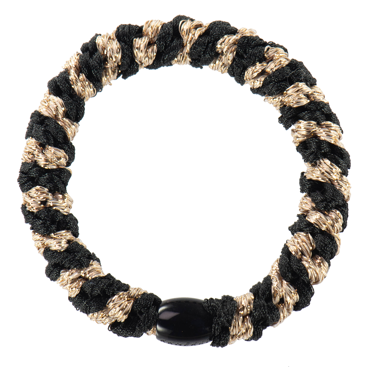 Haargummi - Black Beige Glitter Stripe