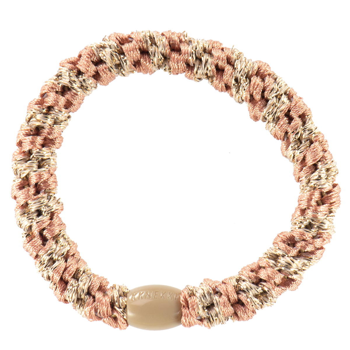 Haargummi - Peach Coral Beige Glitter Stripe