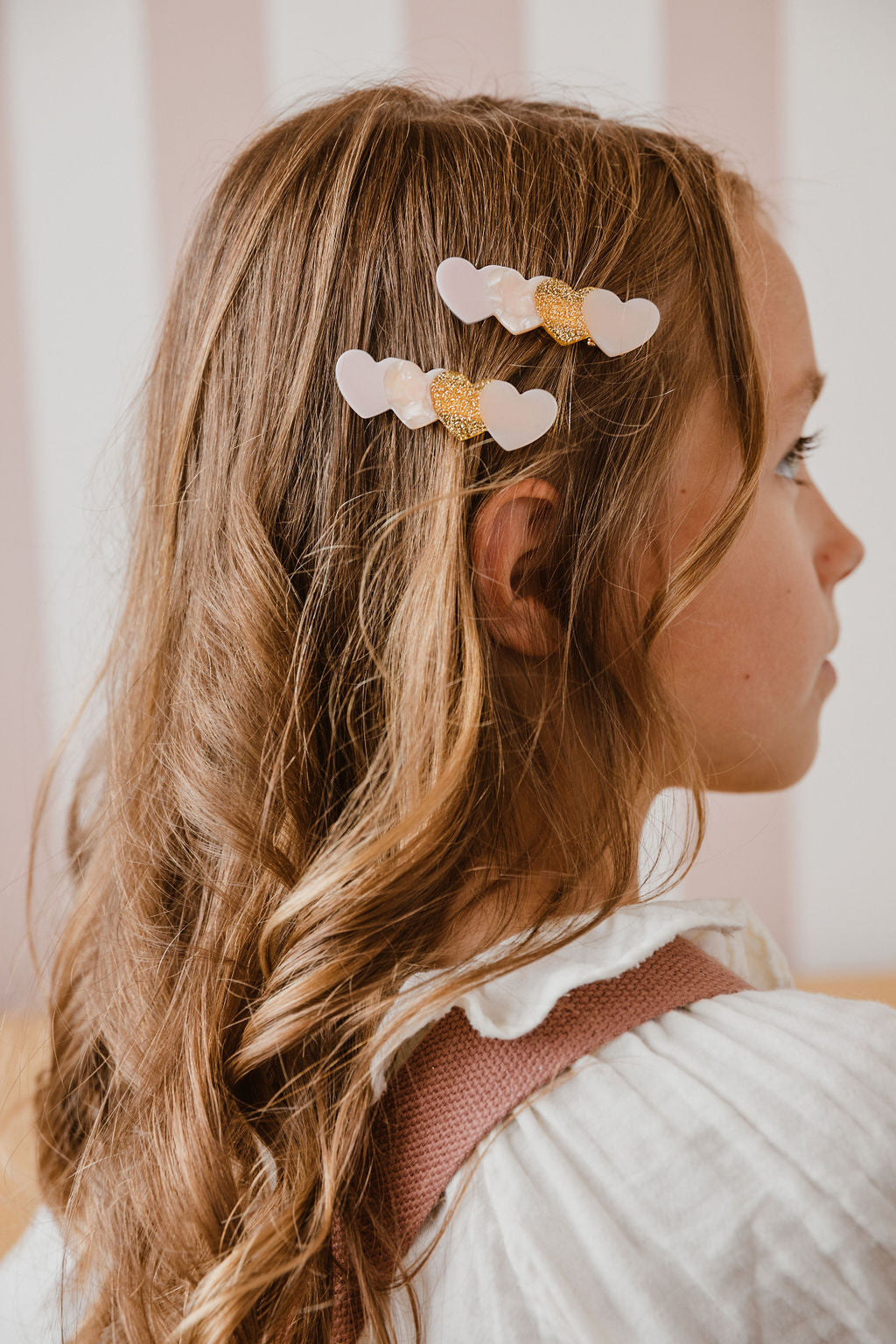 Haarclips 4 Coeur, Rosa/RosaGlitter Herz
