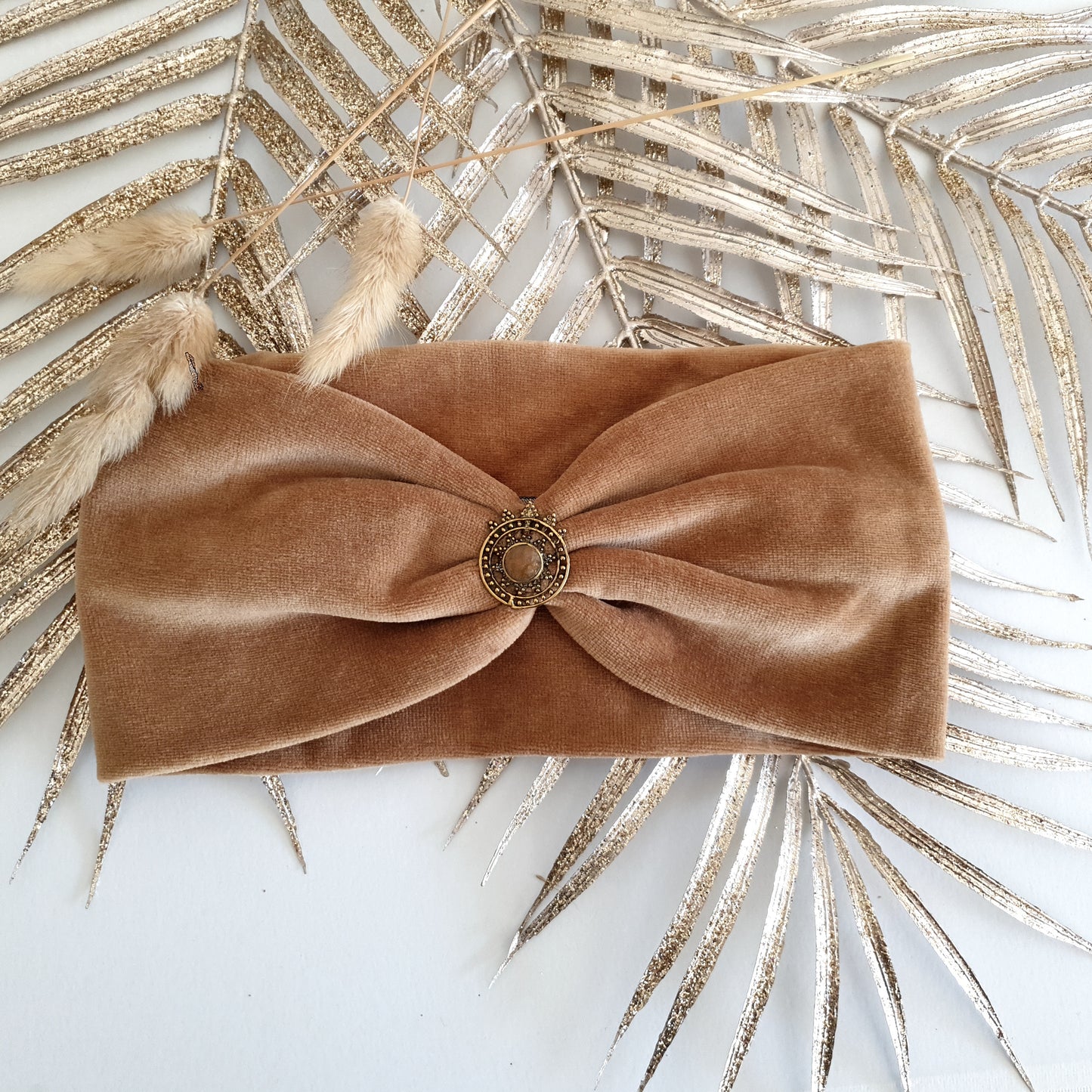 Boho Haarband - Love yourself, Samt - Senf