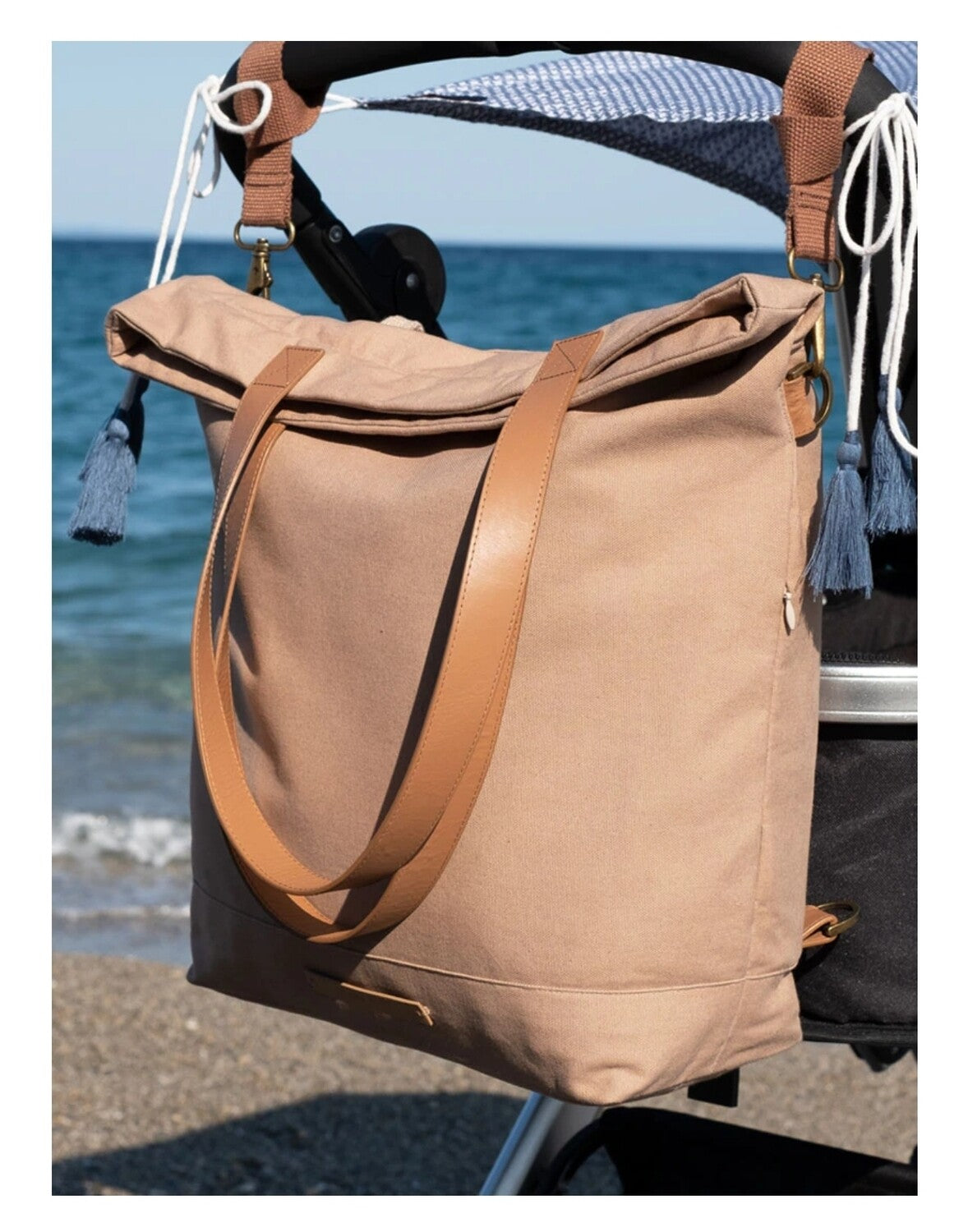 Rucksack/Wickeltasche/Shopper oder Umhängetasche Classic Shell seeker, beige