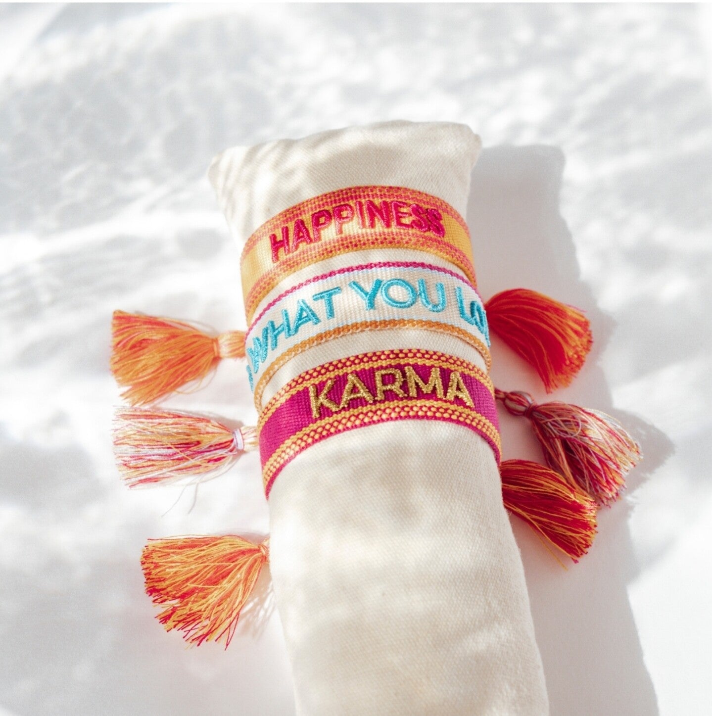 Statement Armband Pink/Orange - HAPPINESS