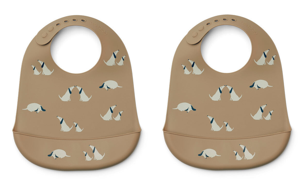 Kinderlätzli aus Silikon, Dog/oat mix Tilda 2er Pack Bib - LIEWOOD