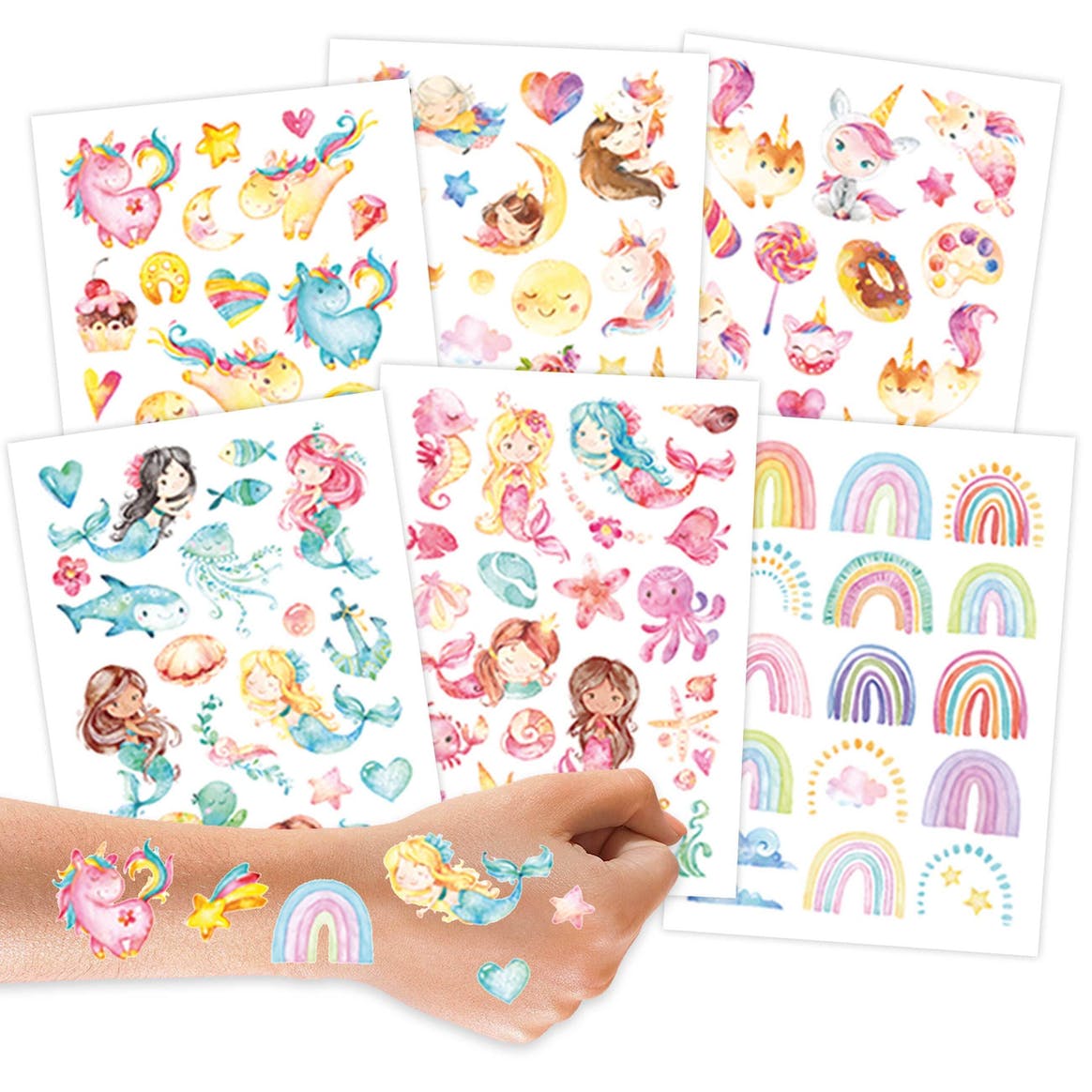 Kindertattoos, 100Stk. Metallic, Hautfreundlich - Meerjungfrau