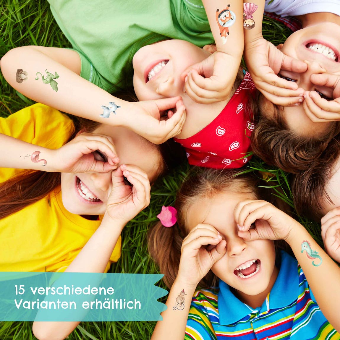 Kindertattoos, 100Stk. Metallic, Hautfreundlich - Meerjungfrau
