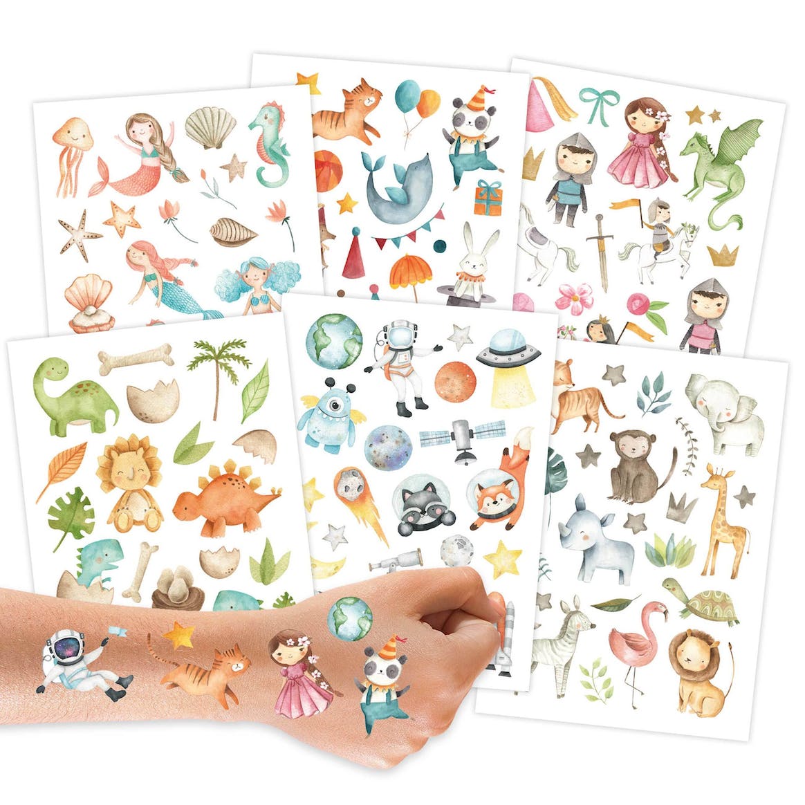 Kindertattoos, 100Stk. Metallic, Hautfreundlich - Bunter Mix