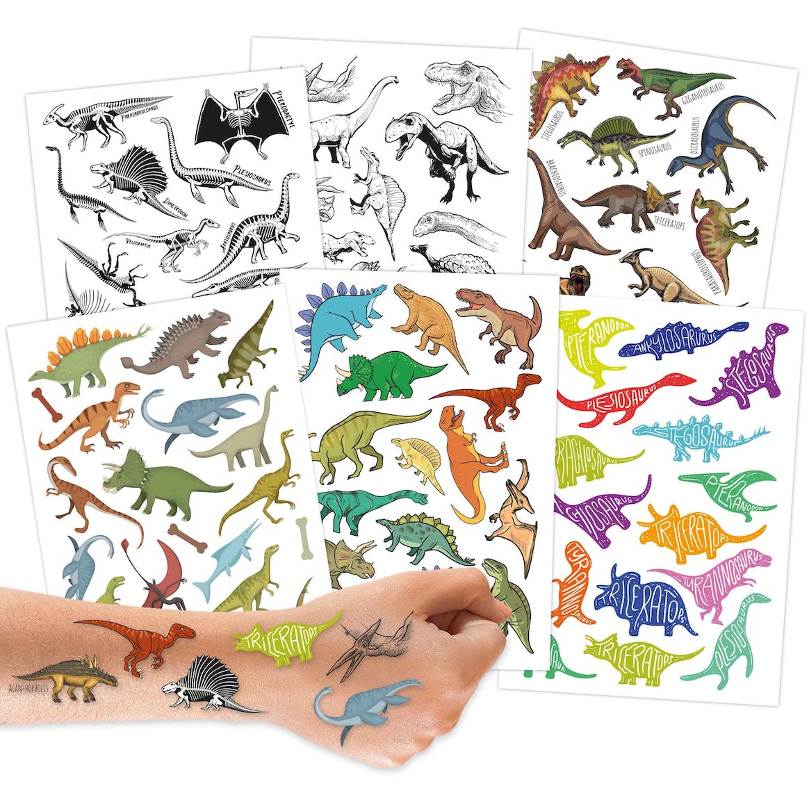 Kindertattoos, 100Stk. Metallic, Hautfreundlich - Dinos