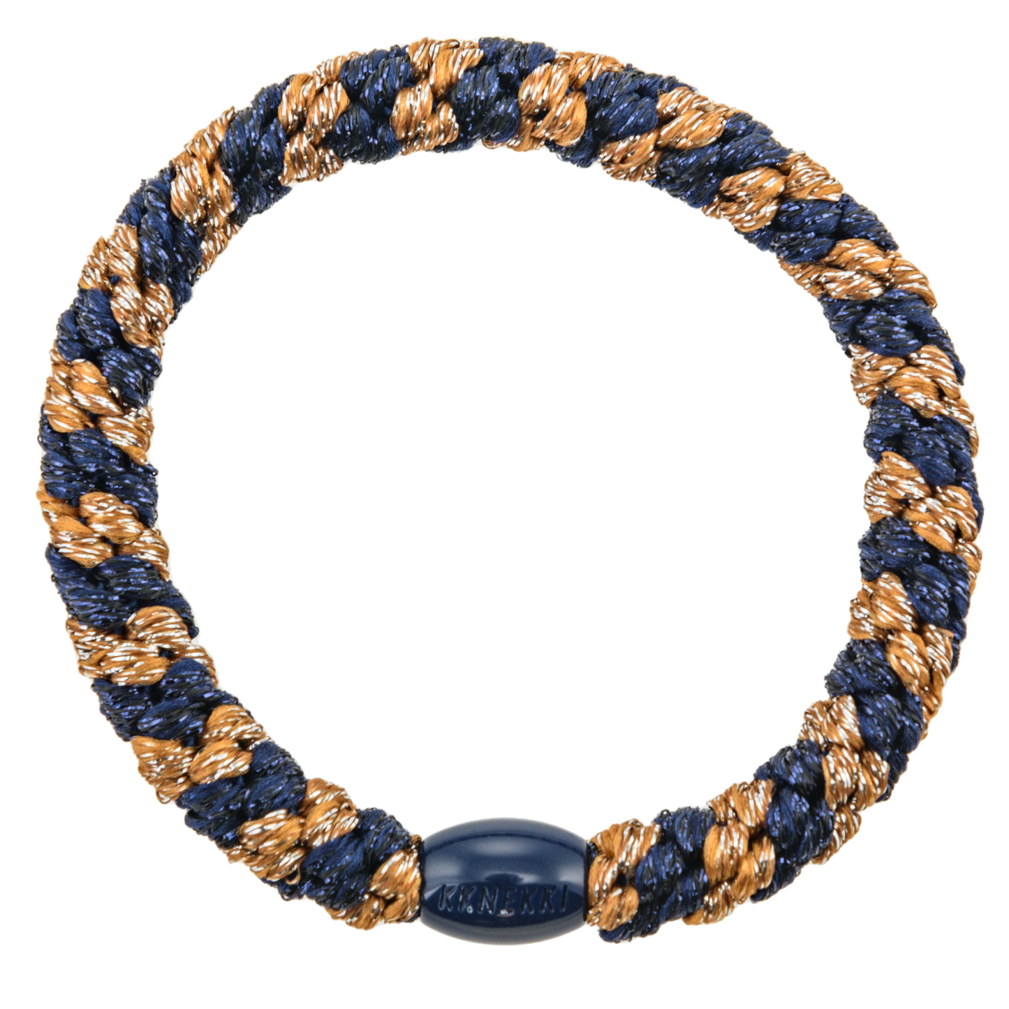 Haargummi - Cognac Navy Glitter Stripe