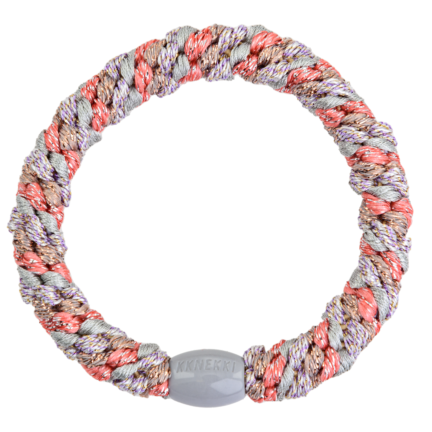Haargummi - Peach Greyblue Coral Glitter