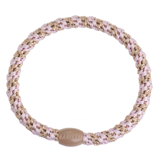 Haargummi - Slim Light Pink beige glitter Mix
