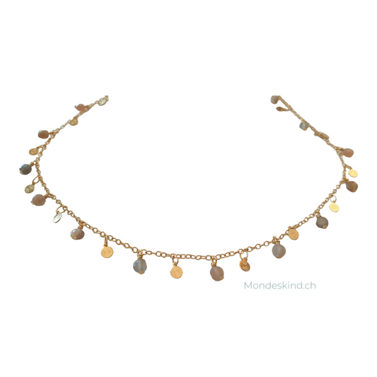 Halskette Gipsy - peach Mondstein