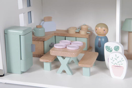 Spielset für Puppenhaus / Küche 19teilig aus Holz