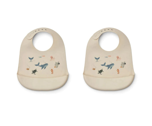 Kinderlätzli aus Silikon, Tilda 2er Pack Bib - LIEWOOD Sea mix