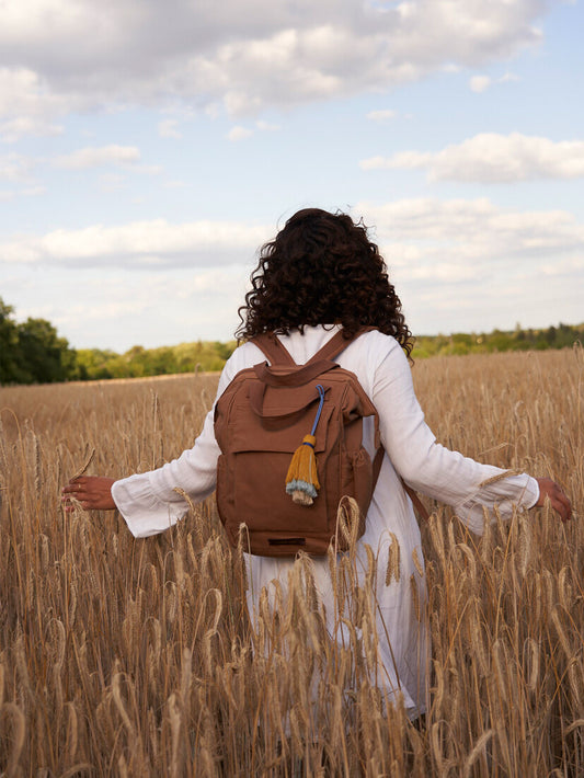 Rucksack/Wickeltasche/Shopper Lodge life, braun