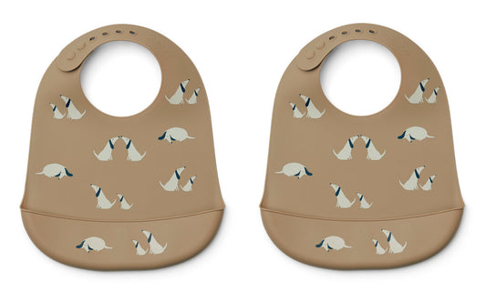 Kinderlätzli aus Silikon, Dog/oat mix Tilda 2er Pack Bib - LIEWOOD